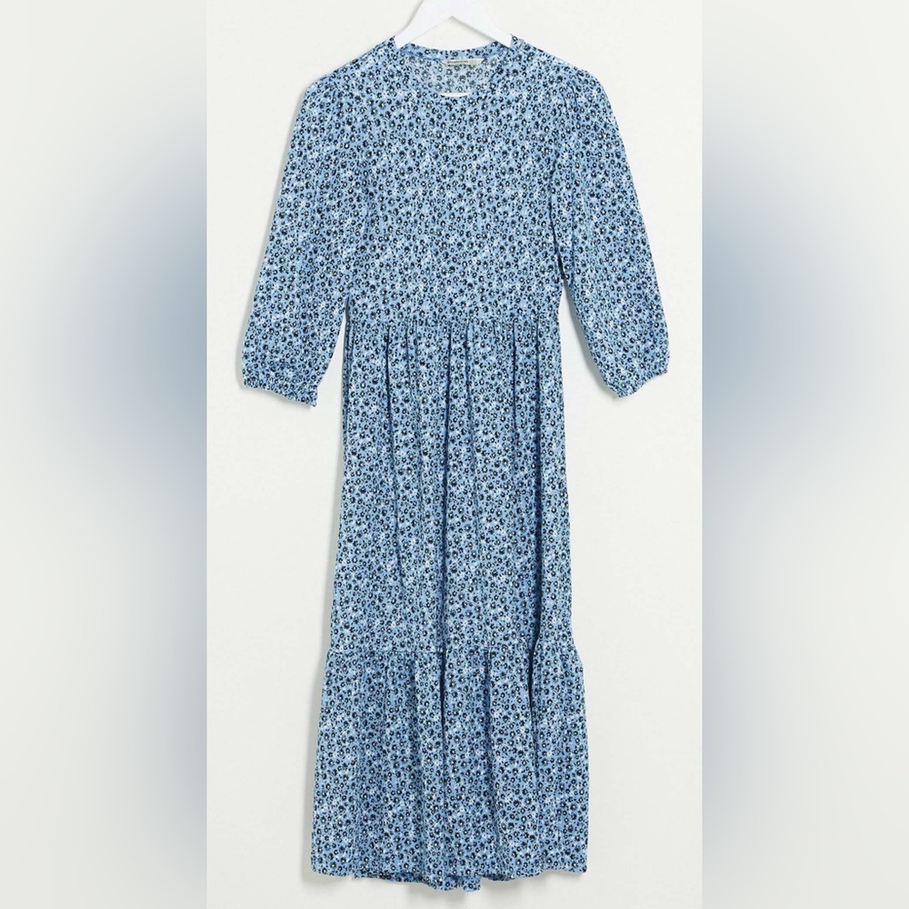 ASOS- Stradivarius midi dress in blue floral print